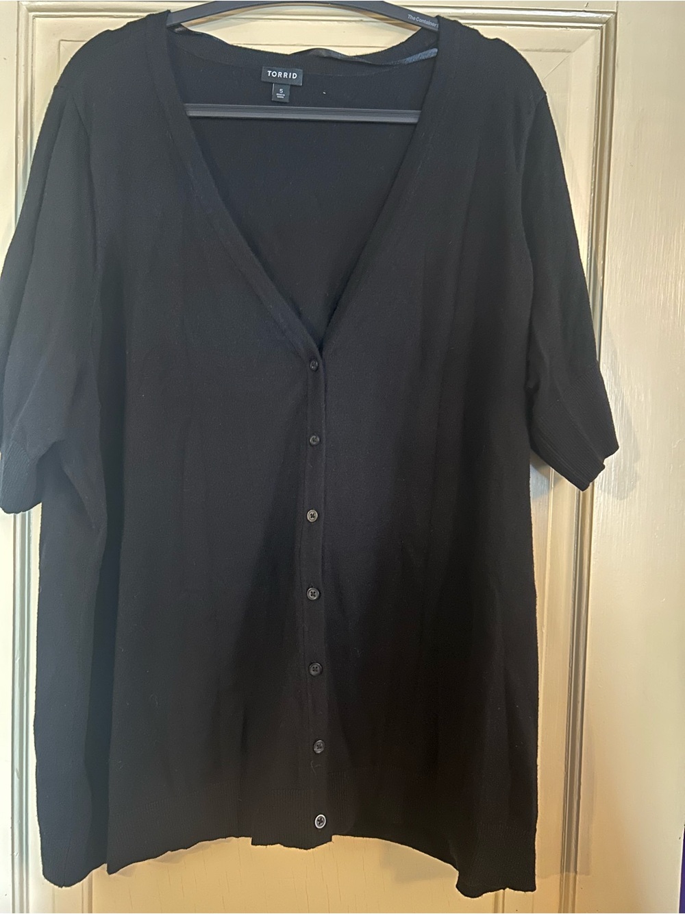 torrid Black V-Neck Button-Front Short Sleeve Cardigan